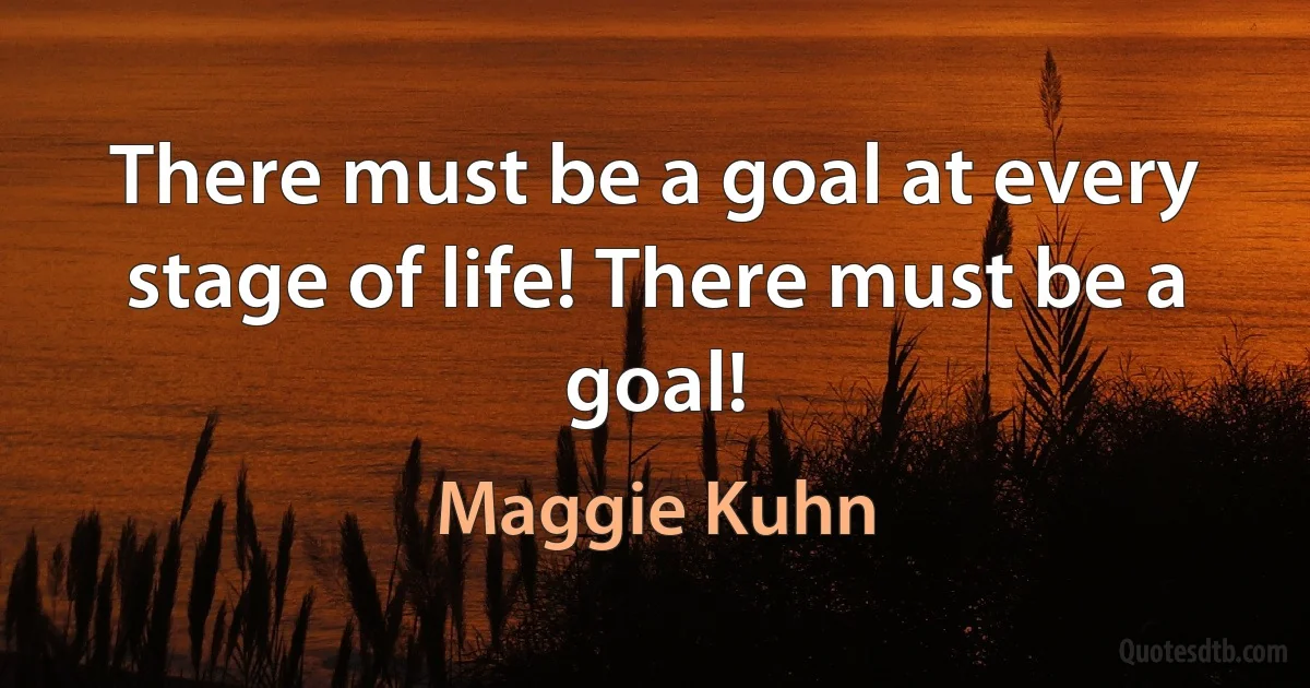 There must be a goal at every stage of life! There must be a goal! (Maggie Kuhn)