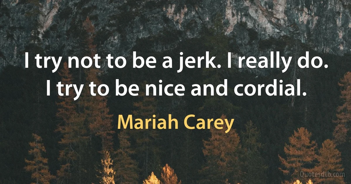 I try not to be a jerk. I really do. I try to be nice and cordial. (Mariah Carey)