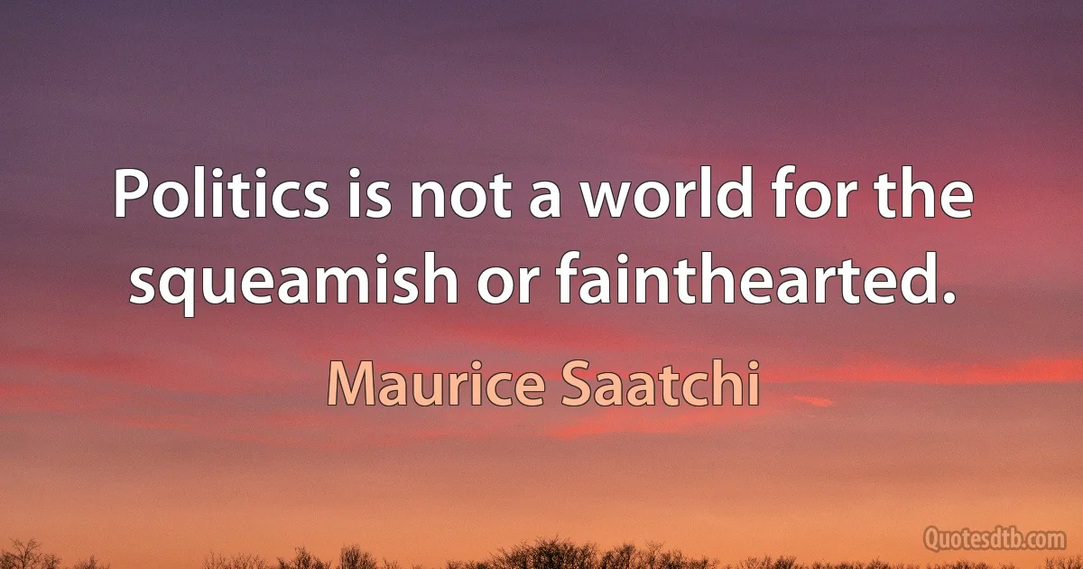 Politics is not a world for the squeamish or fainthearted. (Maurice Saatchi)