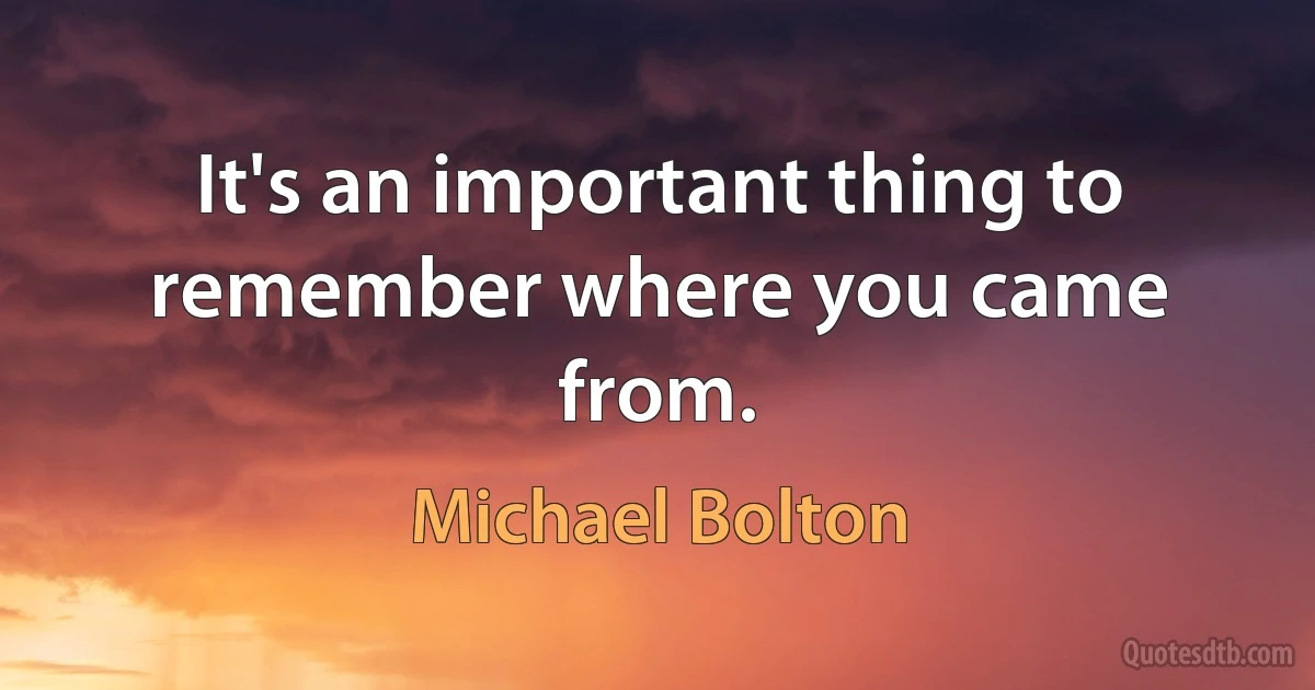 It's an important thing to remember where you came from. (Michael Bolton)