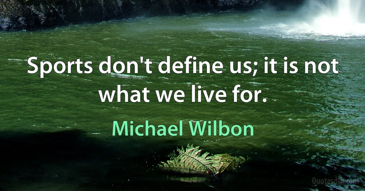 Sports don't define us; it is not what we live for. (Michael Wilbon)