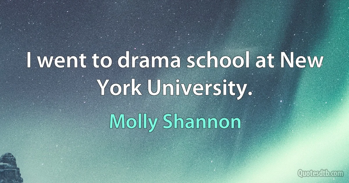 I went to drama school at New York University. (Molly Shannon)