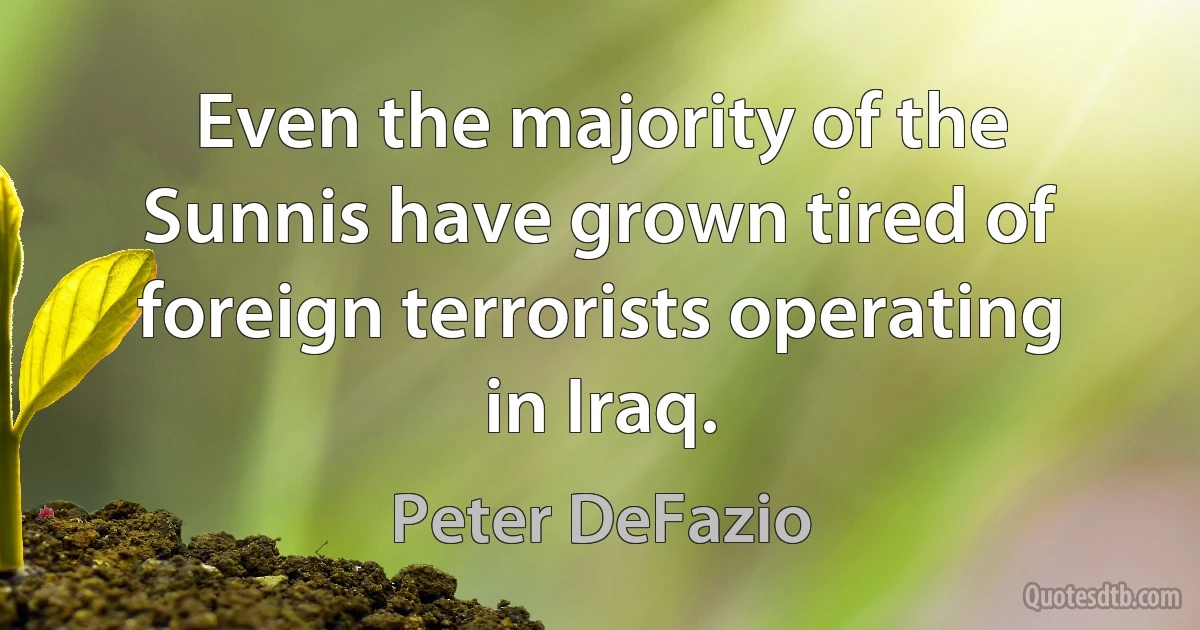 Even the majority of the Sunnis have grown tired of foreign terrorists operating in Iraq. (Peter DeFazio)