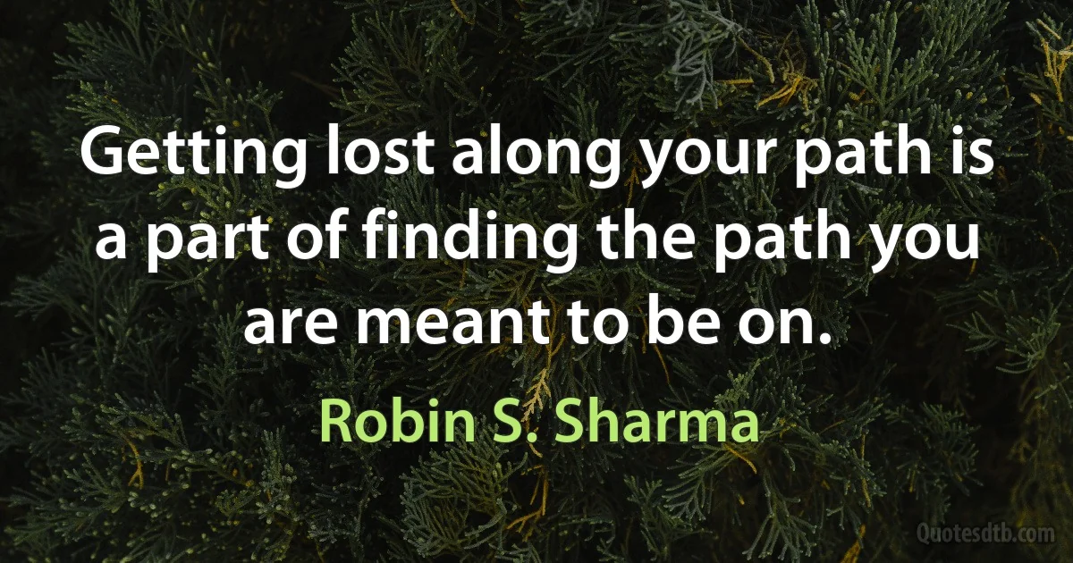 Getting lost along your path is a part of finding the path you are meant to be on. (Robin S. Sharma)