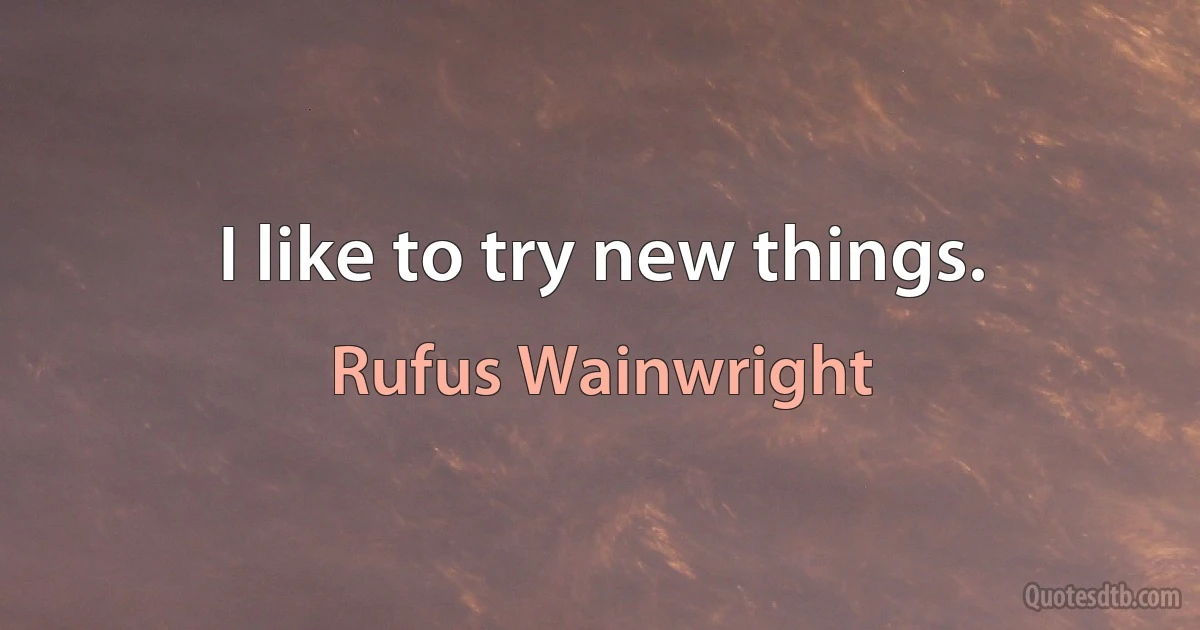 I like to try new things. (Rufus Wainwright)