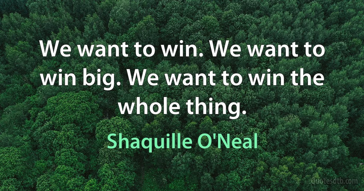 We want to win. We want to win big. We want to win the whole thing. (Shaquille O'Neal)