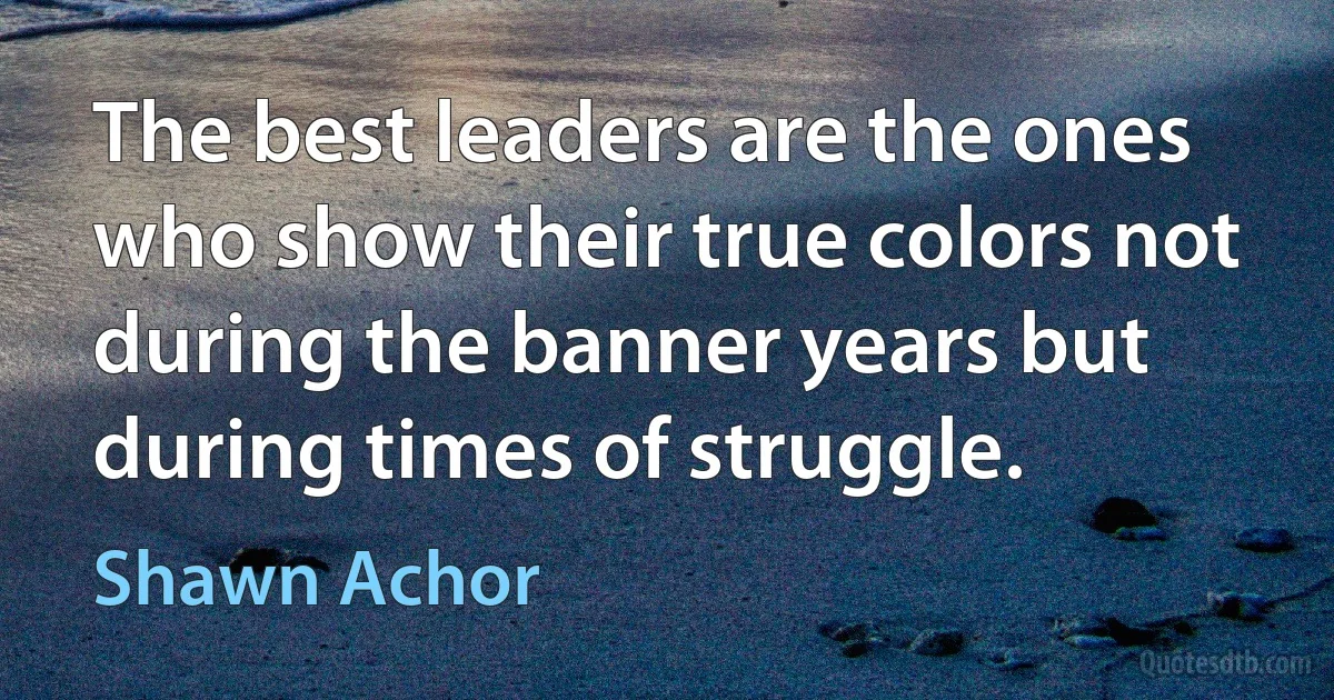 The best leaders are the ones who show their true colors not during the banner years but during times of struggle. (Shawn Achor)