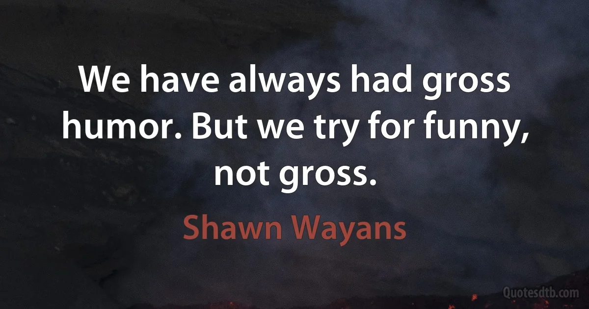 We have always had gross humor. But we try for funny, not gross. (Shawn Wayans)