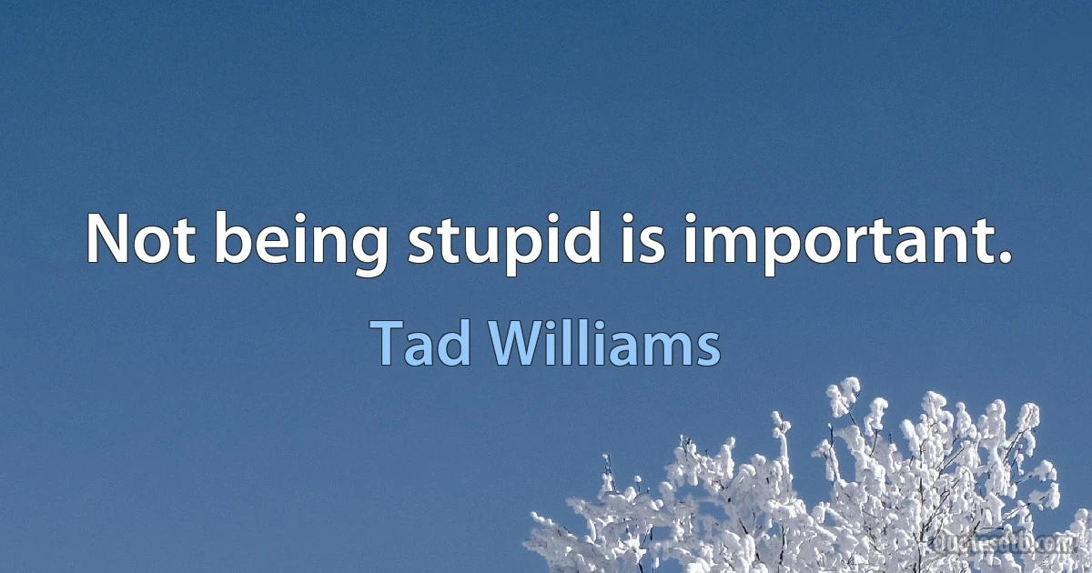 Not being stupid is important. (Tad Williams)