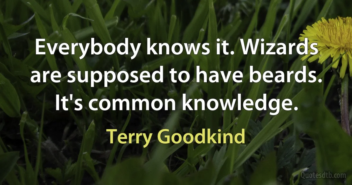 Everybody knows it. Wizards are supposed to have beards. It's common knowledge. (Terry Goodkind)