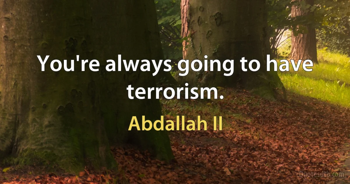 You're always going to have terrorism. (Abdallah II)