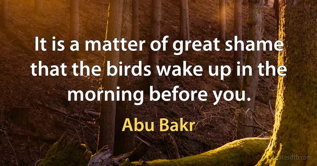 It is a matter of great shame that the birds wake up in the morning before you. (Abu Bakr)