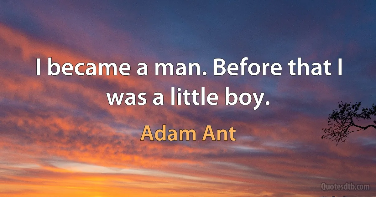 I became a man. Before that I was a little boy. (Adam Ant)