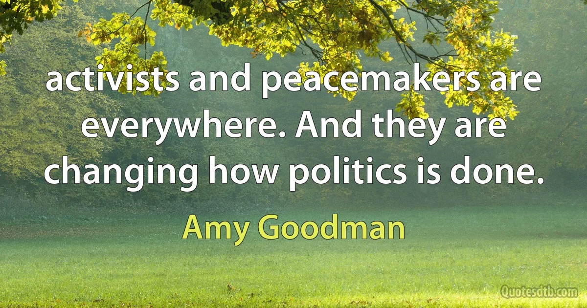 activists and peacemakers are everywhere. And they are changing how politics is done. (Amy Goodman)