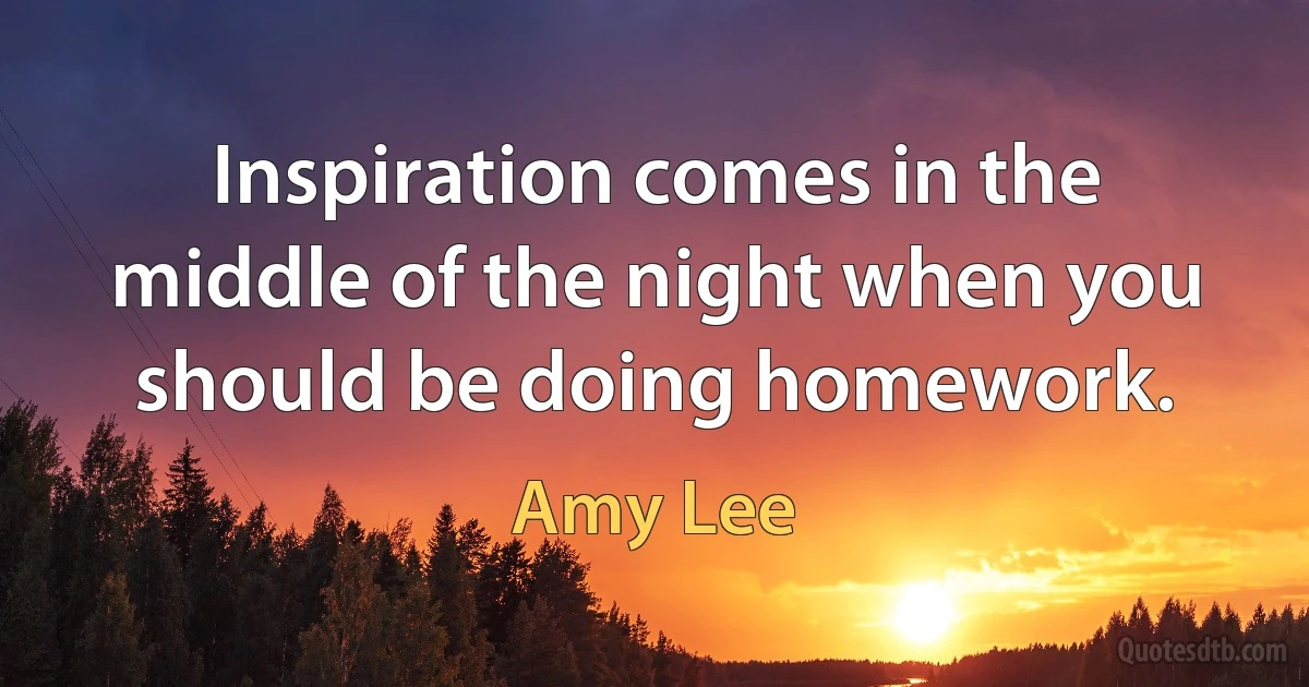 Inspiration comes in the middle of the night when you should be doing homework. (Amy Lee)