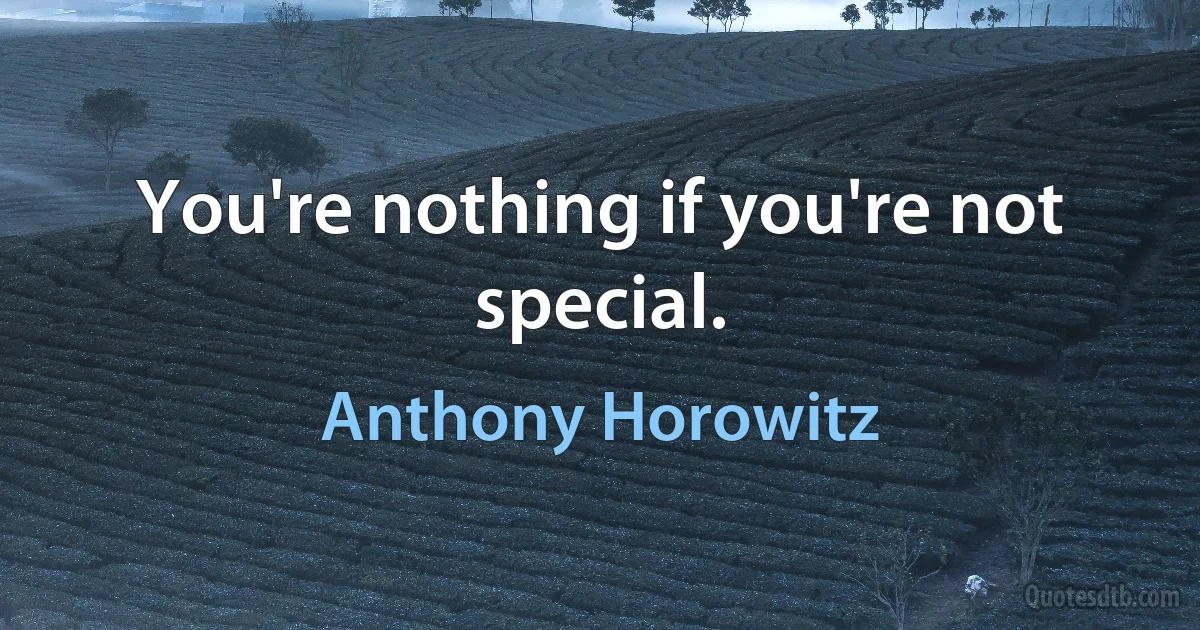 You're nothing if you're not special. (Anthony Horowitz)