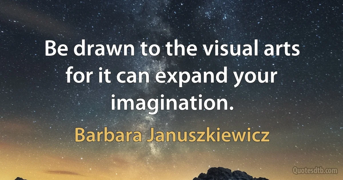 Be drawn to the visual arts for it can expand your imagination. (Barbara Januszkiewicz)