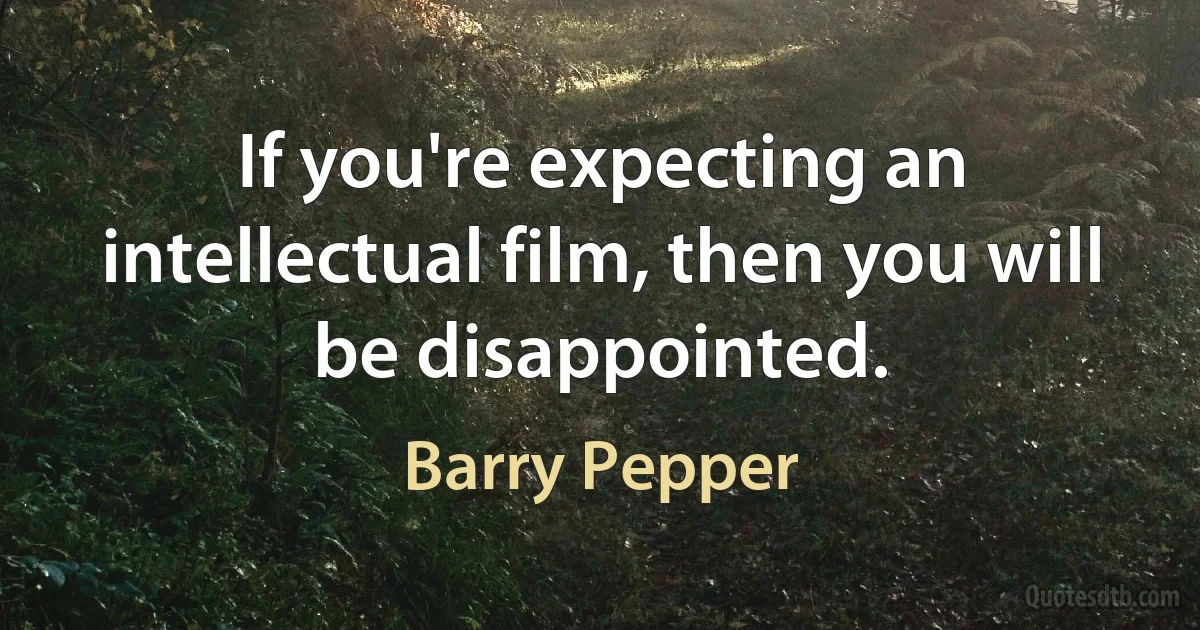 If you're expecting an intellectual film, then you will be disappointed. (Barry Pepper)