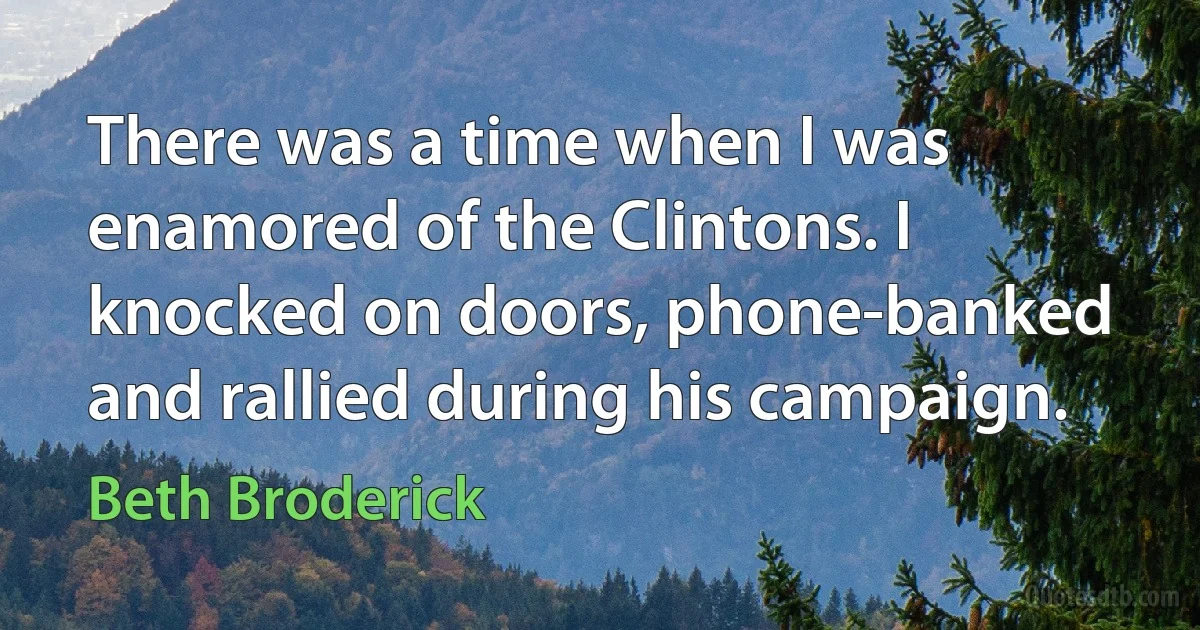 There was a time when I was enamored of the Clintons. I knocked on doors, phone-banked and rallied during his campaign. (Beth Broderick)