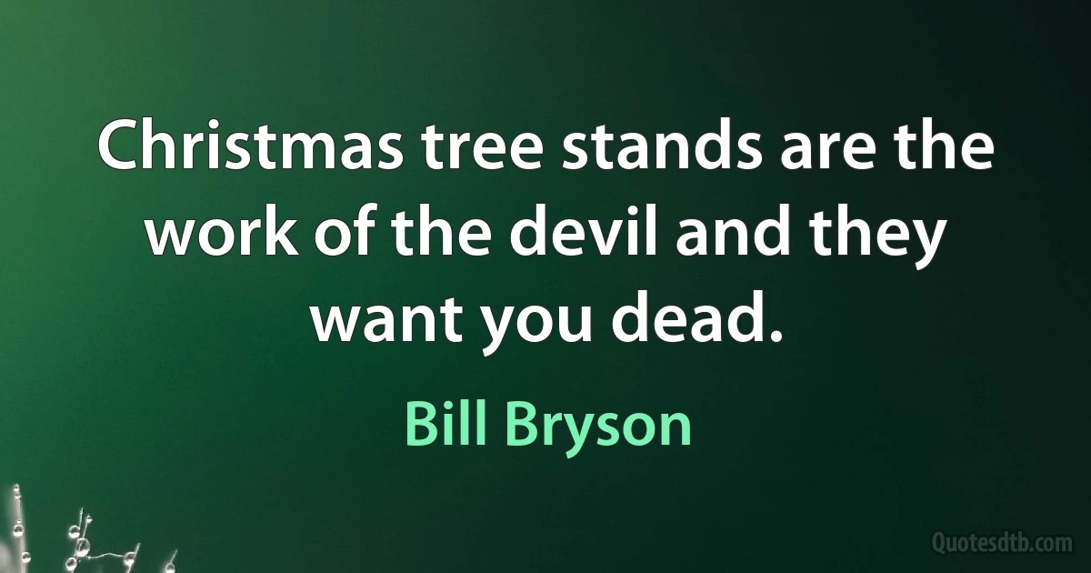 Christmas tree stands are the work of the devil and they want you dead. (Bill Bryson)