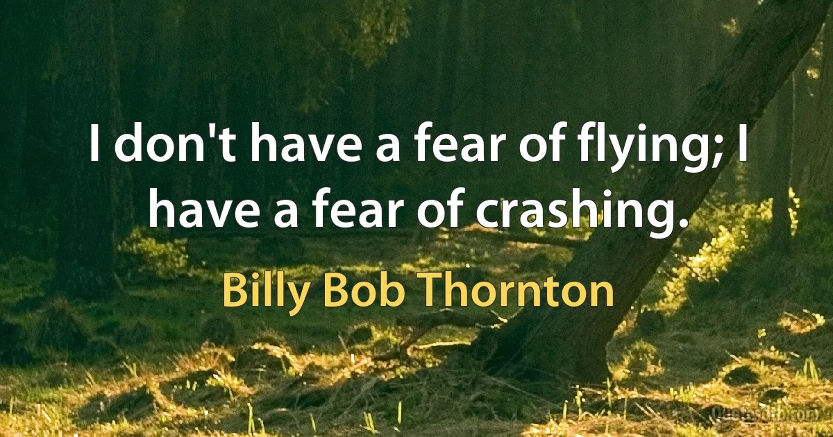 I don't have a fear of flying; I have a fear of crashing. (Billy Bob Thornton)