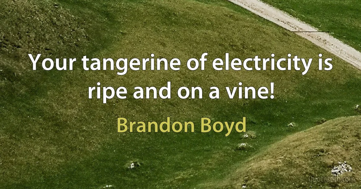 Your tangerine of electricity is ripe and on a vine! (Brandon Boyd)