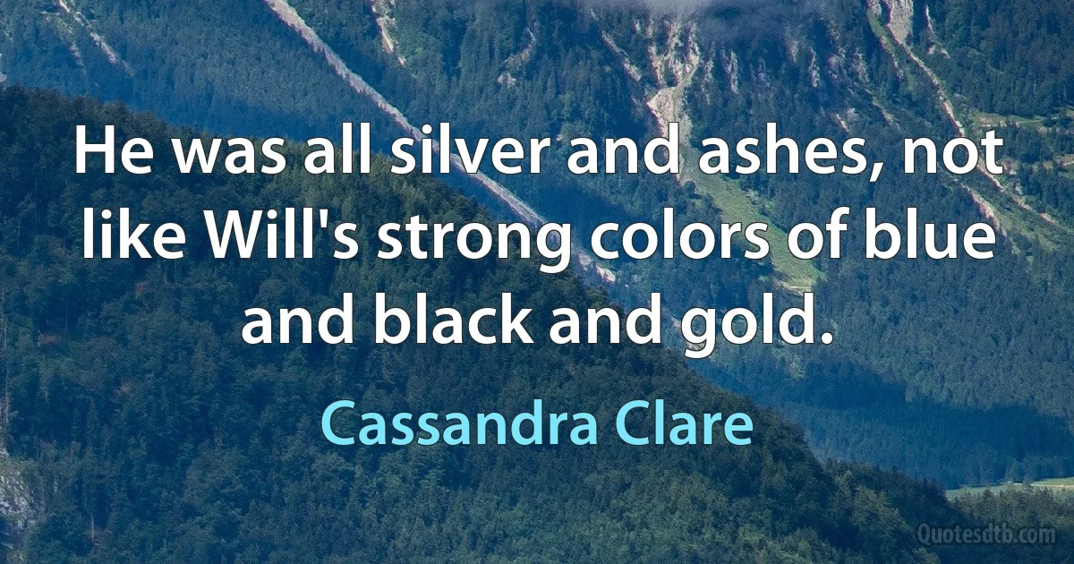 He was all silver and ashes, not like Will's strong colors of blue and black and gold. (Cassandra Clare)