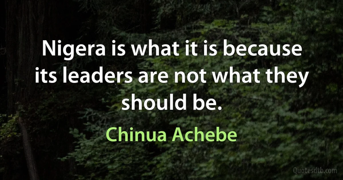 Nigera is what it is because its leaders are not what they should be. (Chinua Achebe)