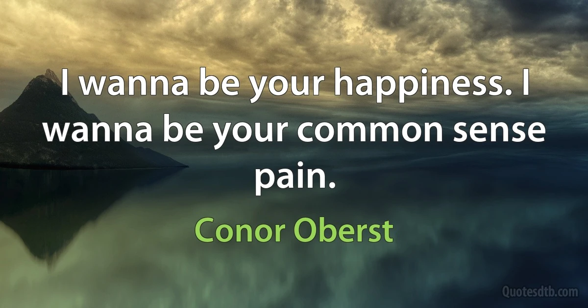 I wanna be your happiness. I wanna be your common sense pain. (Conor Oberst)