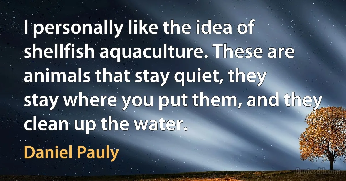 I personally like the idea of shellfish aquaculture. These are animals that stay quiet, they stay where you put them, and they clean up the water. (Daniel Pauly)