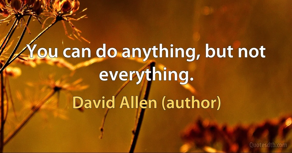 You can do anything, but not everything. (David Allen (author))