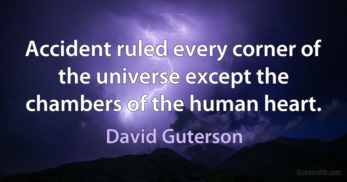 Accident ruled every corner of the universe except the chambers of the human heart. (David Guterson)