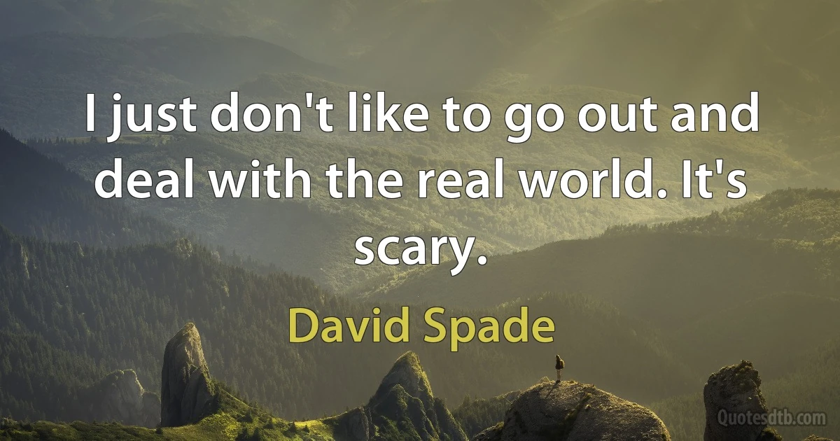 I just don't like to go out and deal with the real world. It's scary. (David Spade)