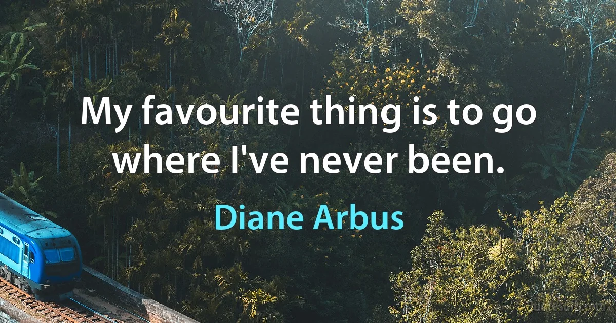 My favourite thing is to go where I've never been. (Diane Arbus)