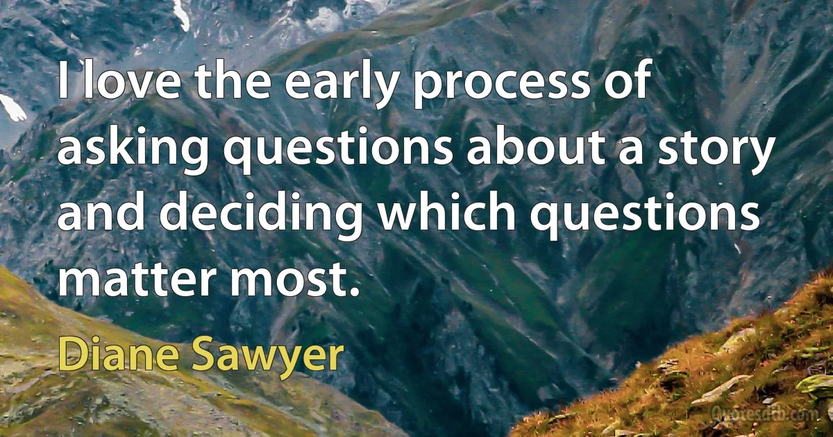 I love the early process of asking questions about a story and deciding which questions matter most. (Diane Sawyer)