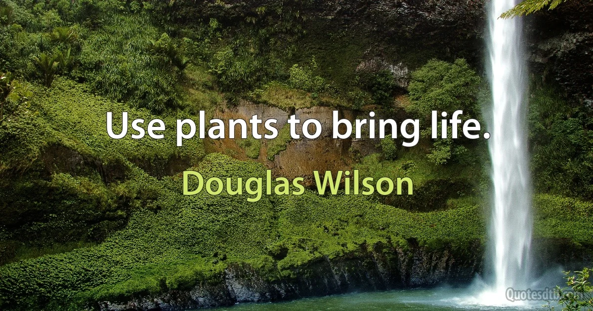 Use plants to bring life. (Douglas Wilson)