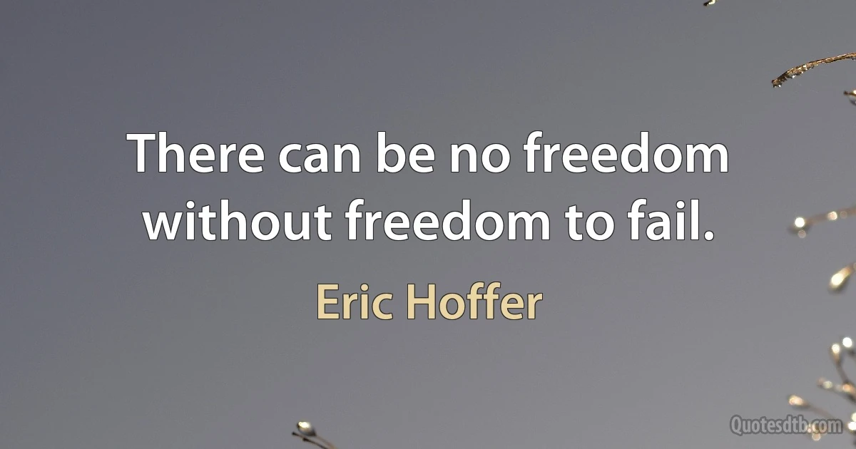 There can be no freedom without freedom to fail. (Eric Hoffer)