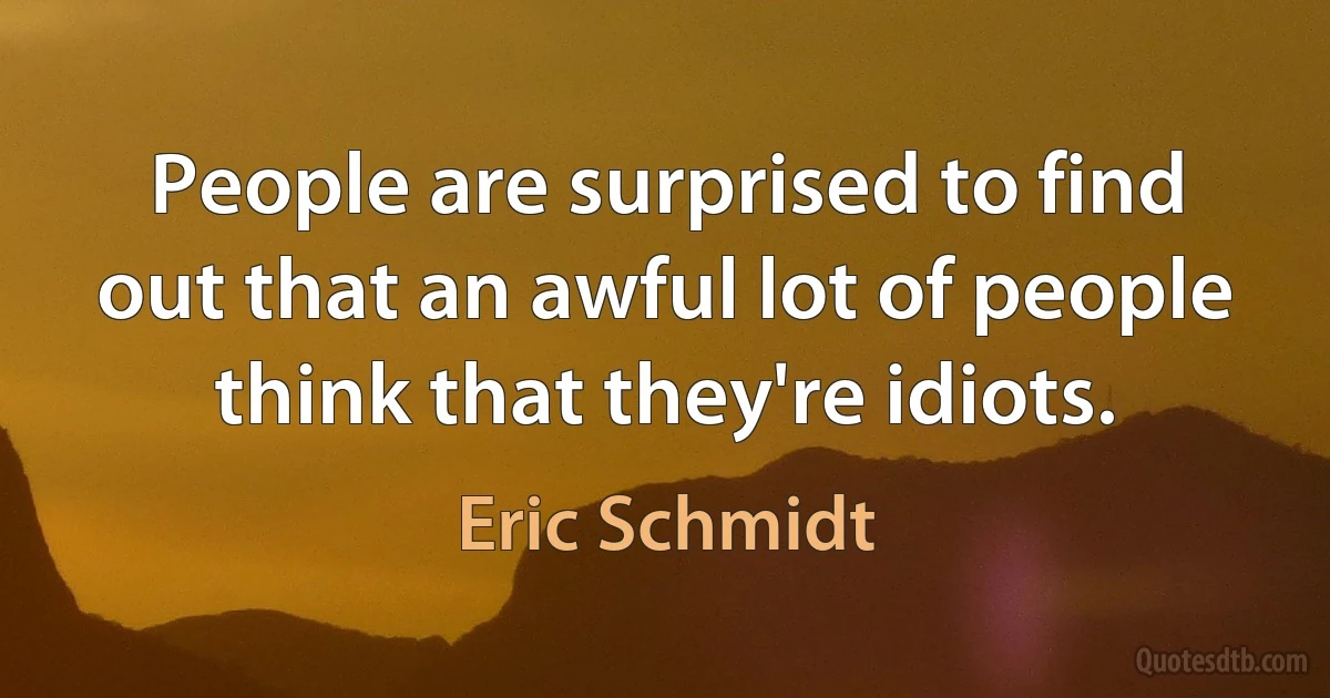 People are surprised to find out that an awful lot of people think that they're idiots. (Eric Schmidt)