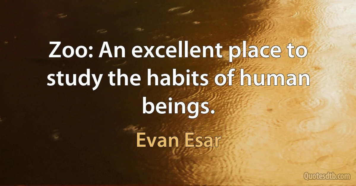 Zoo: An excellent place to study the habits of human beings. (Evan Esar)