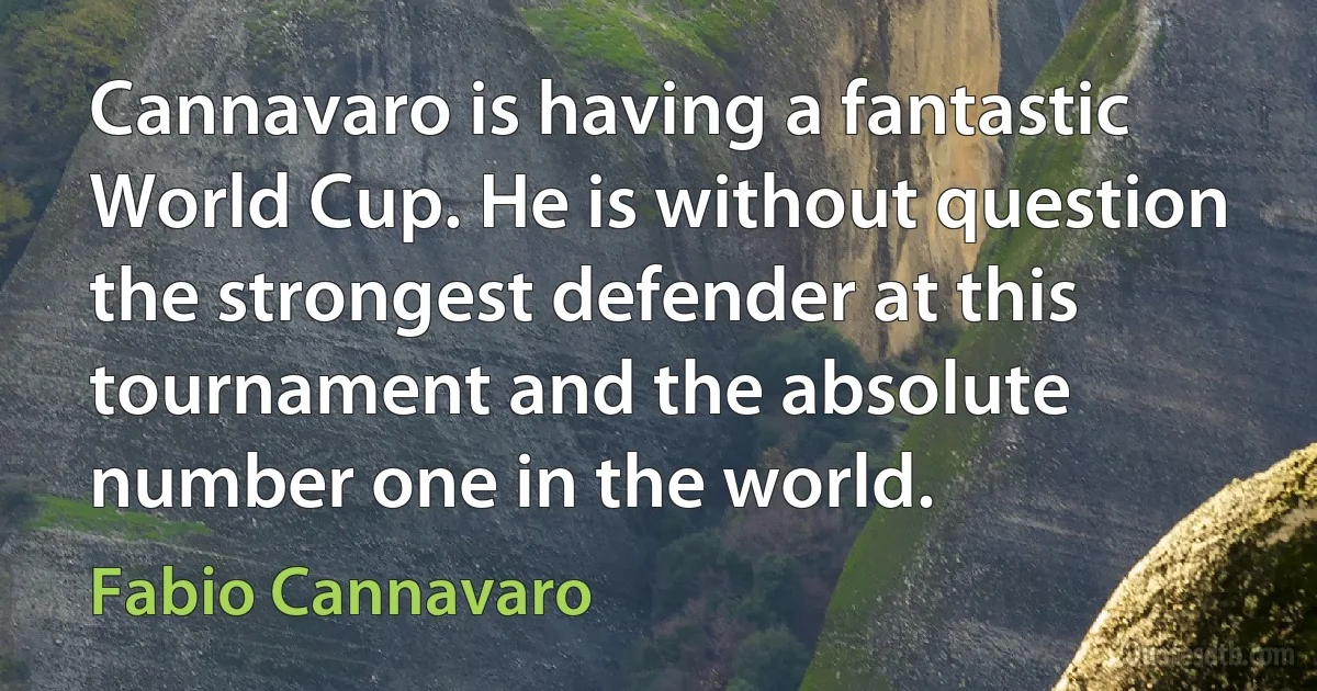 Cannavaro is having a fantastic World Cup. He is without question the strongest defender at this tournament and the absolute number one in the world. (Fabio Cannavaro)