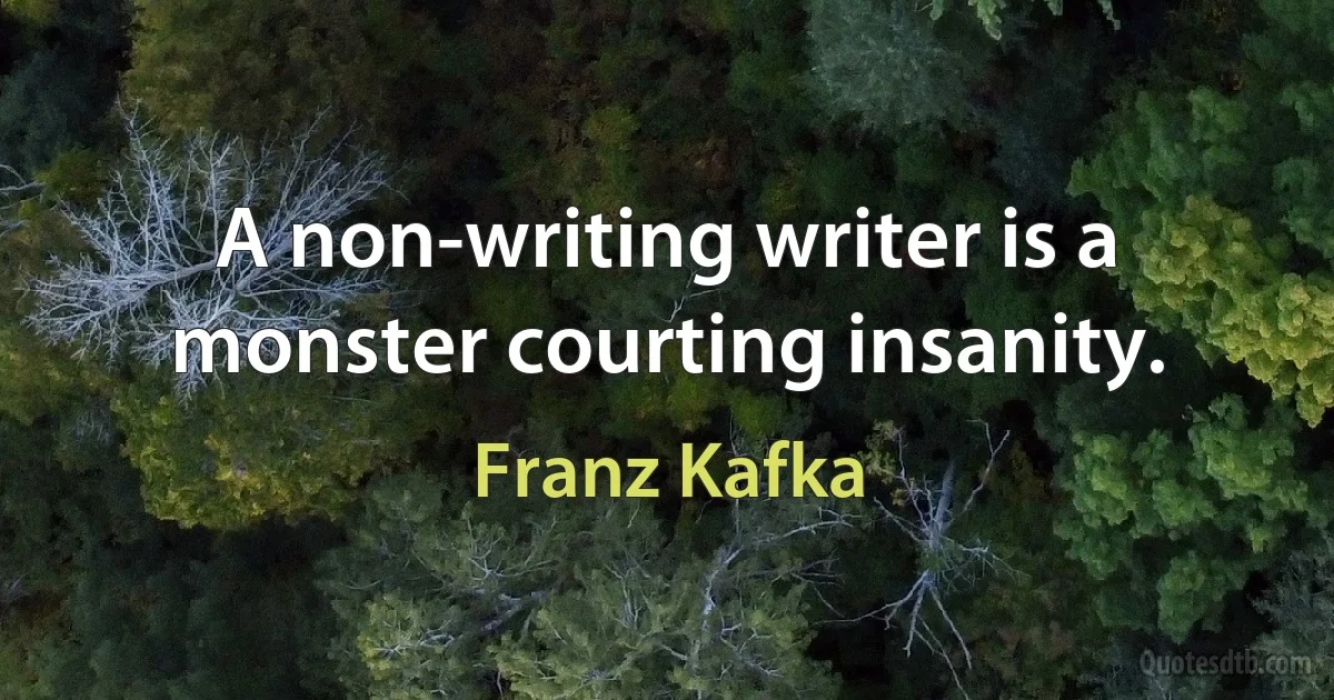 A non-writing writer is a monster courting insanity. (Franz Kafka)