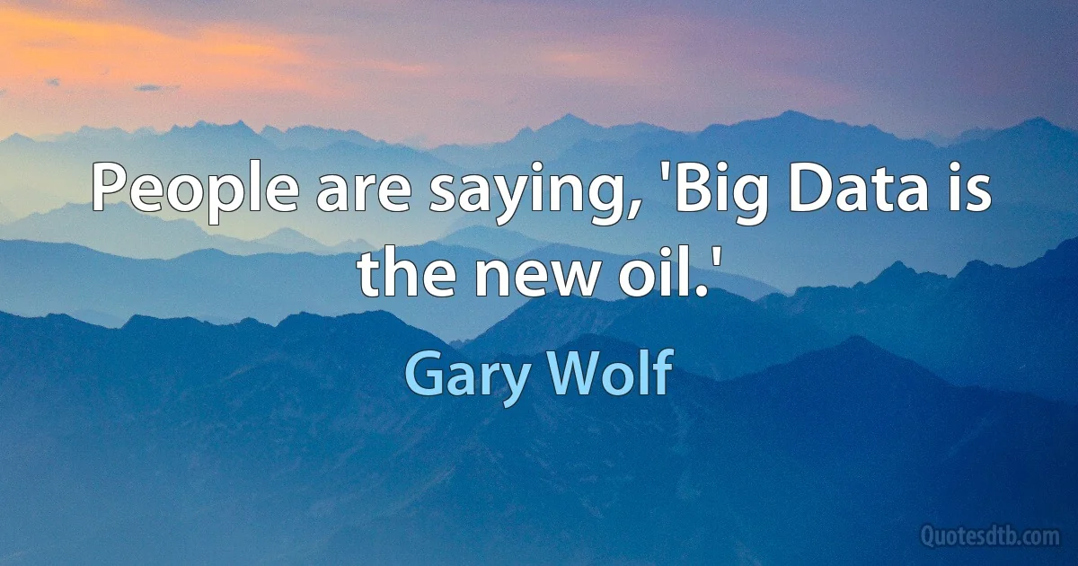 People are saying, 'Big Data is the new oil.' (Gary Wolf)