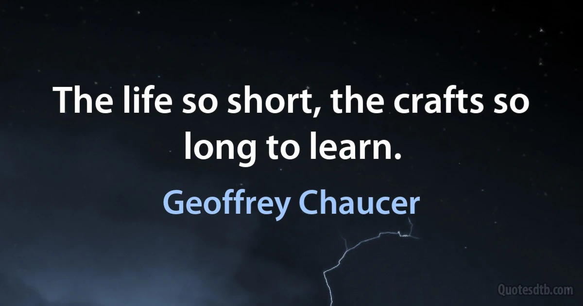 The life so short, the crafts so long to learn. (Geoffrey Chaucer)