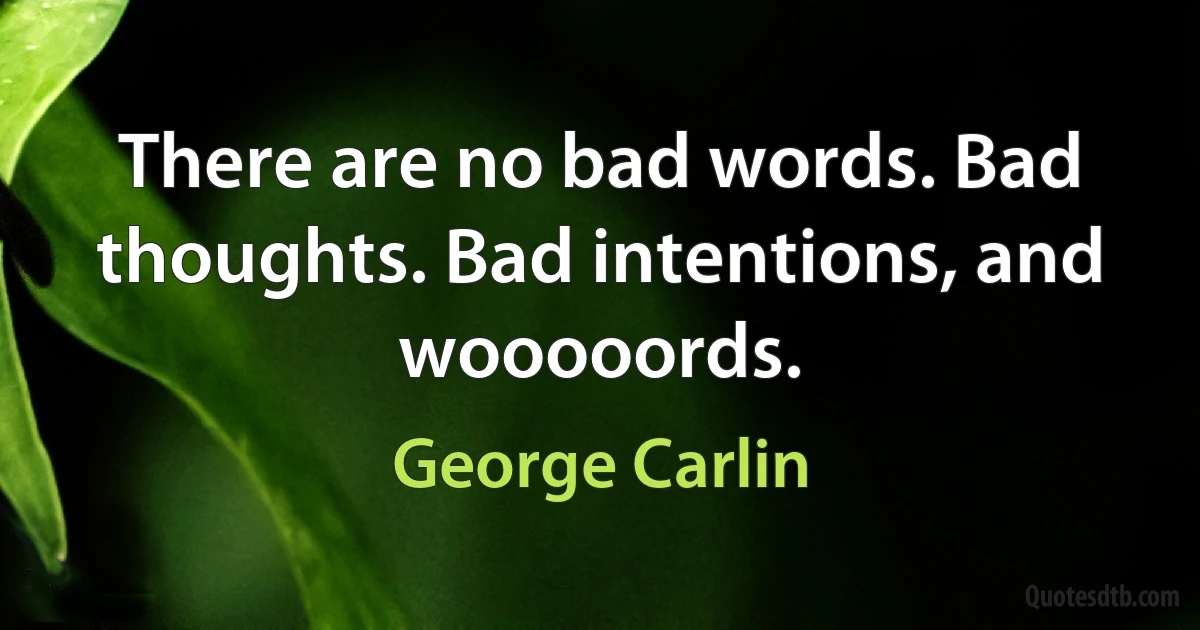 There are no bad words. Bad thoughts. Bad intentions, and wooooords. (George Carlin)