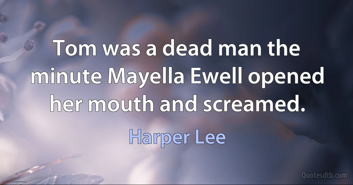 Tom was a dead man the minute Mayella Ewell opened her mouth and screamed. (Harper Lee)