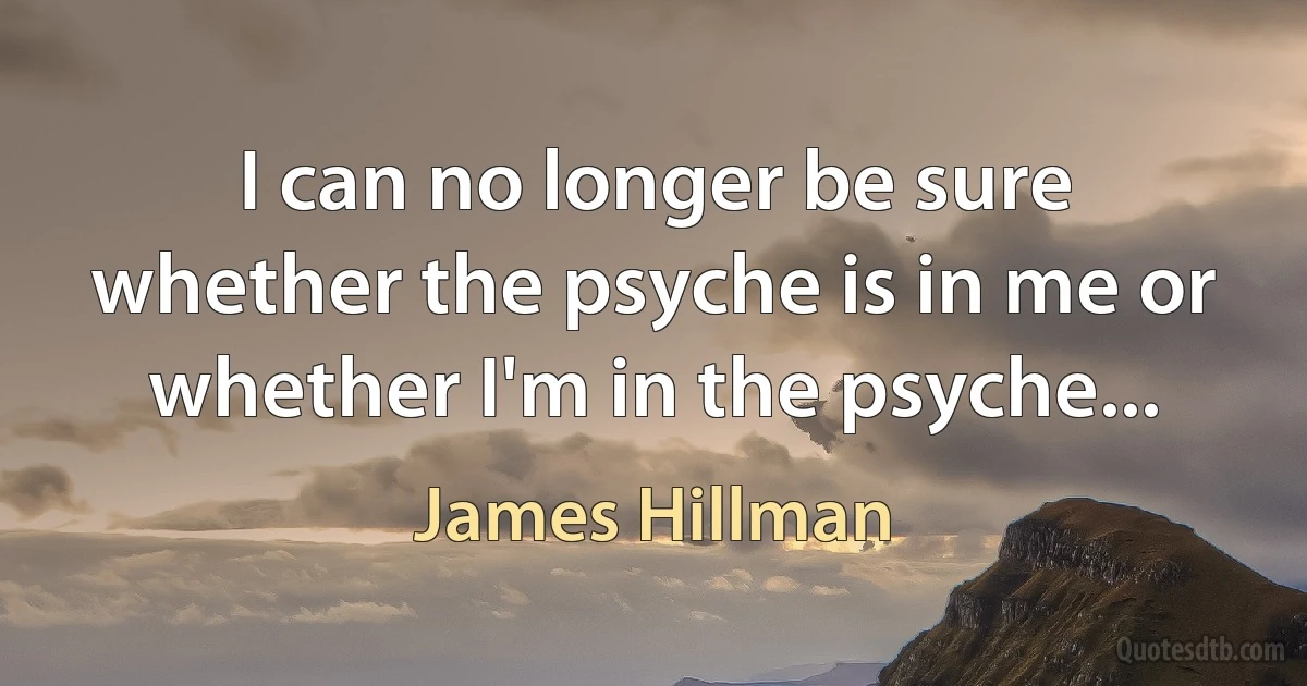 I can no longer be sure whether the psyche is in me or whether I'm in the psyche... (James Hillman)