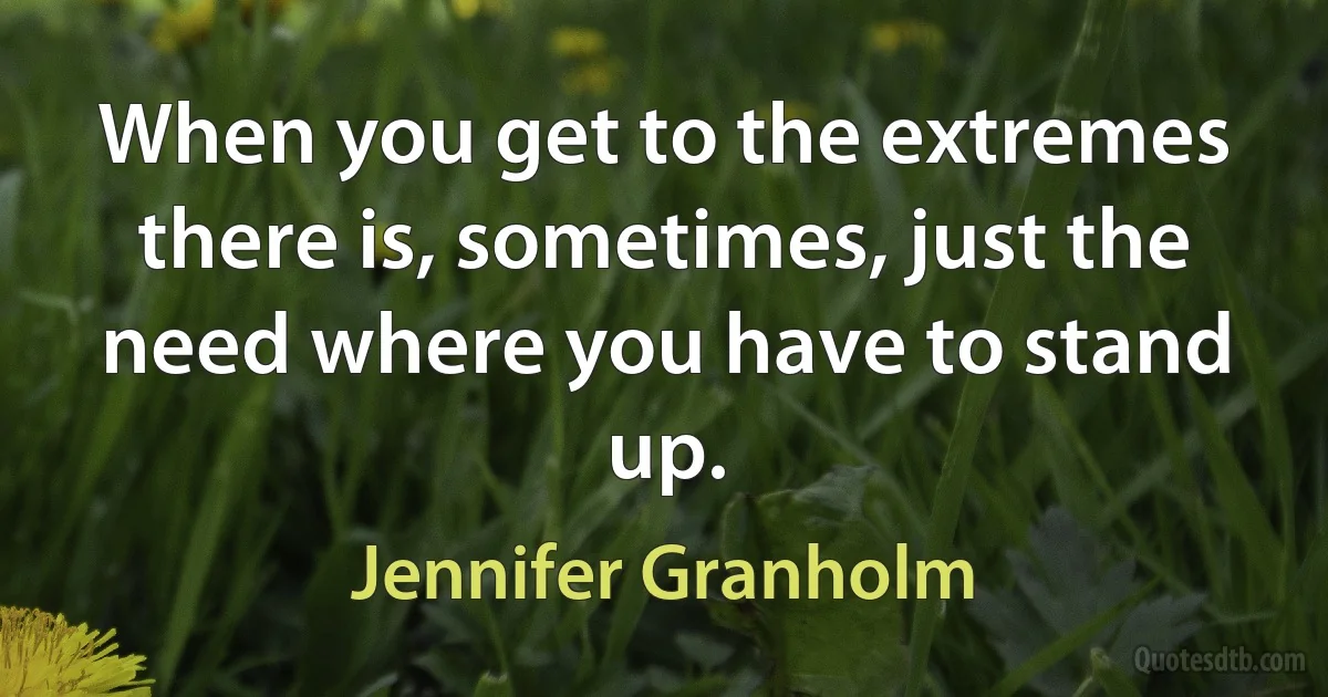 When you get to the extremes there is, sometimes, just the need where you have to stand up. (Jennifer Granholm)