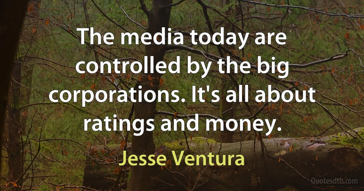 The media today are controlled by the big corporations. It's all about ratings and money. (Jesse Ventura)