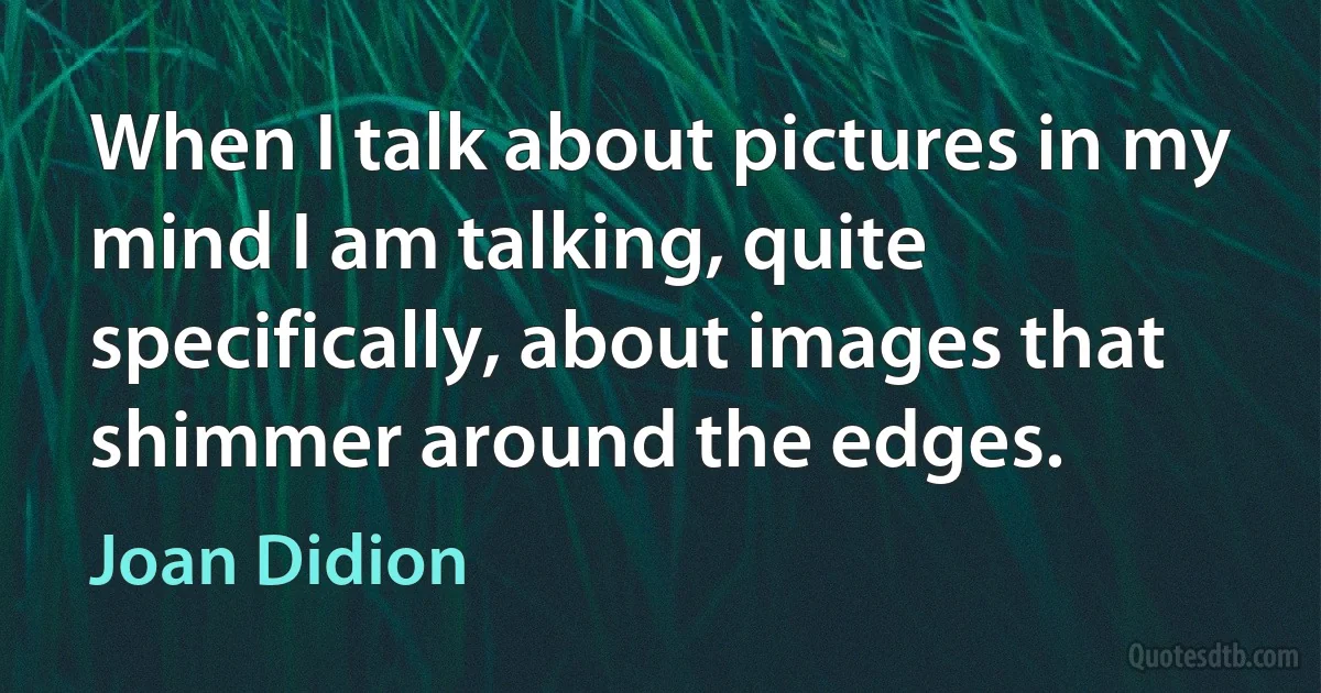 When I talk about pictures in my mind I am talking, quite specifically, about images that shimmer around the edges. (Joan Didion)