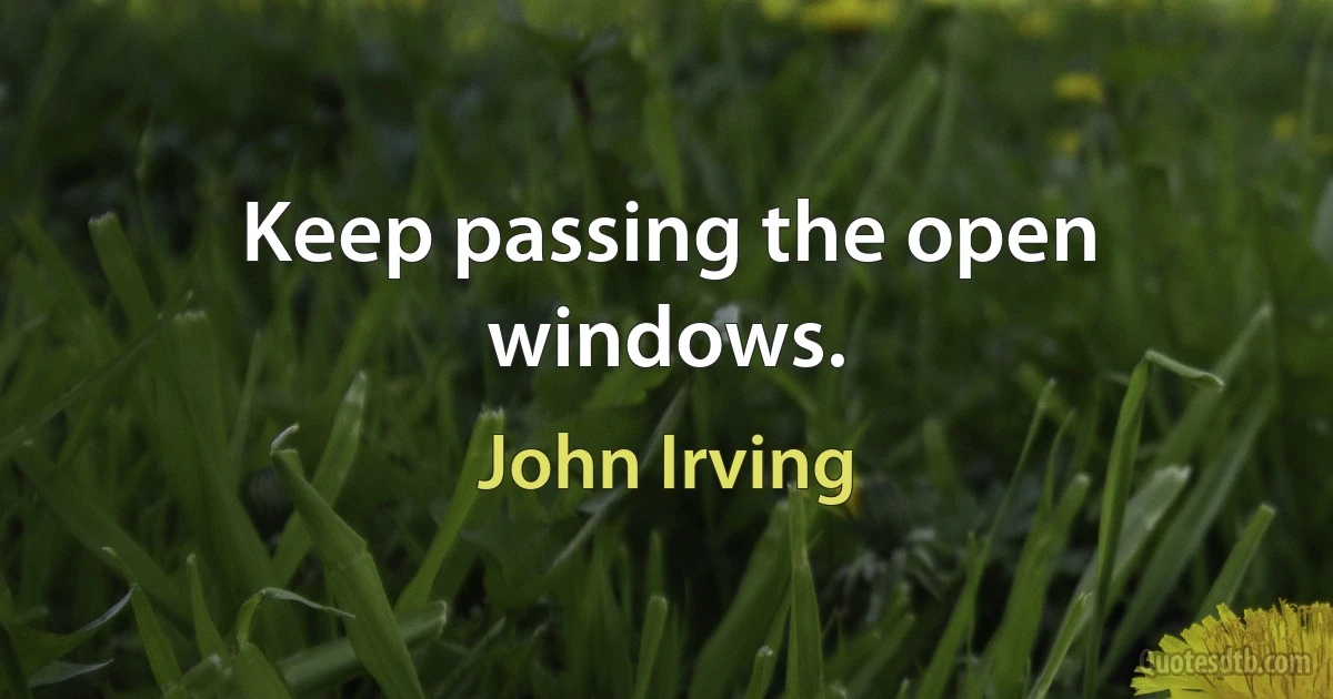 Keep passing the open windows. (John Irving)